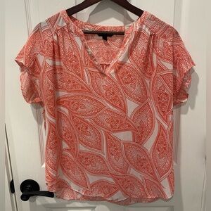 Banana Republic Coral Orange paisley top women’s medium blouse